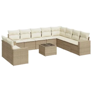11-delige Tuinset met kussens poly rattan beige 11-delige Tuinset met kussens poly rattan beige