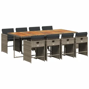9-delige Tuinset met kussens poly rattan grijs 9-delige Tuinset met kussens poly rattan grijs