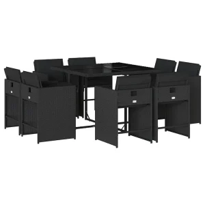 9-delige Tuinset poly rattan zwart