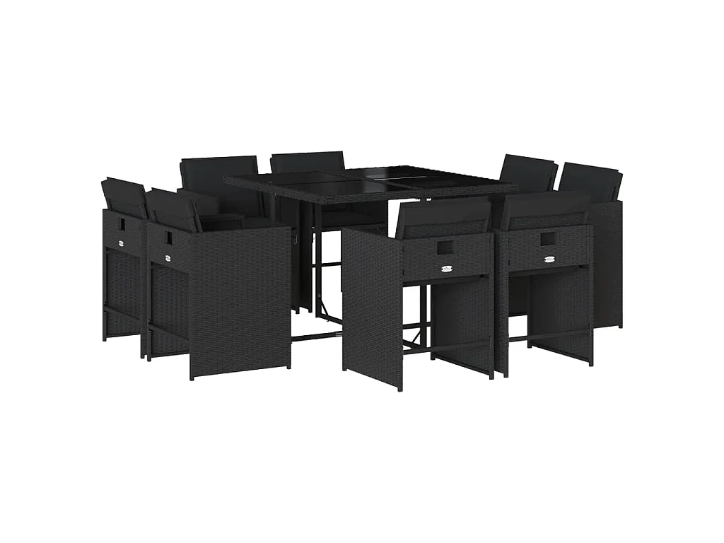 9-delige Tuinset poly rattan zwart