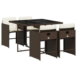 5-delige Tuinset met kussens poly rattan bruin 5-delige Tuinset met kussens poly rattan bruin