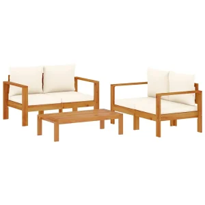3-delige Loungeset met kussens massief acaciahout 3-delige Loungeset met kussens massief acaciahout