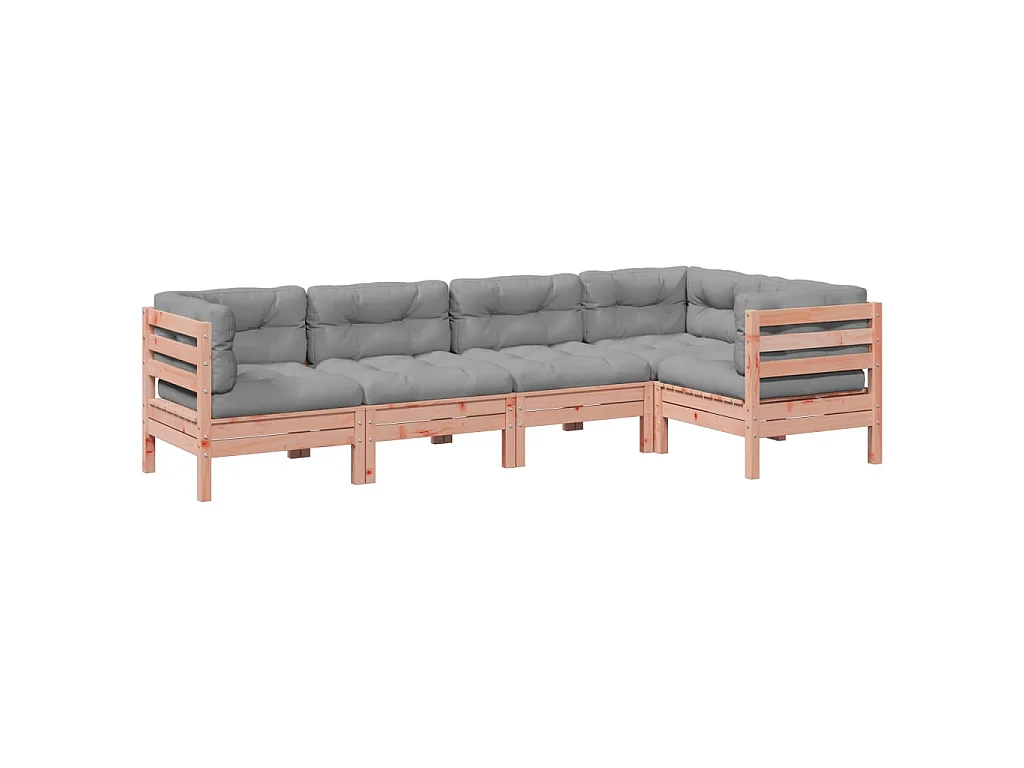 5-delige Loungeset met kussens massief douglas vurenhout