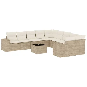 11-delige Tuinset met kussens poly rattan beige 11-delige Tuinset met kussens poly rattan beige