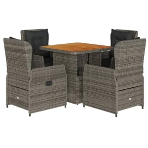 5-delige Tuinset met kussens poly rattan grijs 5-delige Tuinset met kussens poly rattan grijs