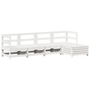 5-delige Loungeset massief grenenhout wit 5-delige Loungeset massief grenenhout wit
