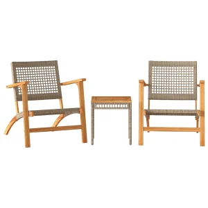 3-delige Bistroset poly rattan en massief acaciahout beige 3-delige Bistroset poly rattan en massief acaciahout beige