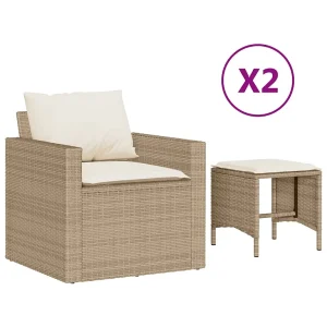 4-delige Loungeset met kussens poly rattan beige 4-delige Loungeset met kussens poly rattan beige