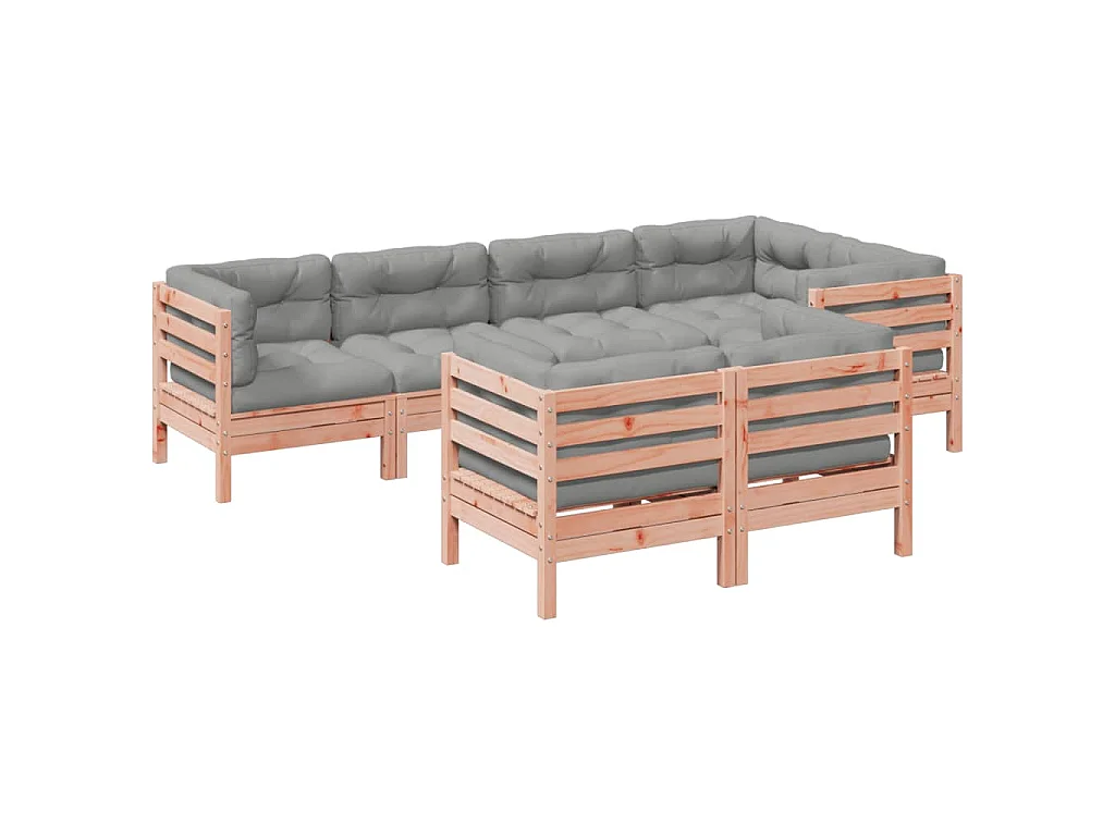 7-delige Loungeset met kussens massief douglas vurenhout