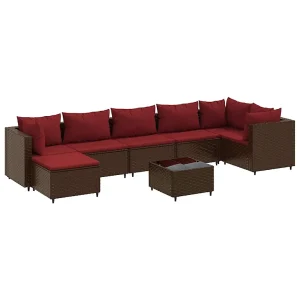 8-delige Loungeset met kussens poly rattan bruin 8-delige Loungeset met kussens poly rattan bruin