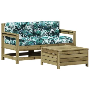 3-delige Loungeset met kussens geïmpregneerd grenenhout 3-delige Loungeset met kussens geïmpregneerd grenenhout