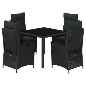 5-delige Tuinset met kussens poly rattan zwart 5-delige Tuinset met kussens poly rattan zwart