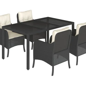 5-delige Tuinset met kussens poly rattan zwart 5-delige Tuinset met kussens poly rattan zwart