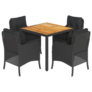 5-delige Tuinset met kussens poly rattan zwart 5-delige Tuinset met kussens poly rattan zwart