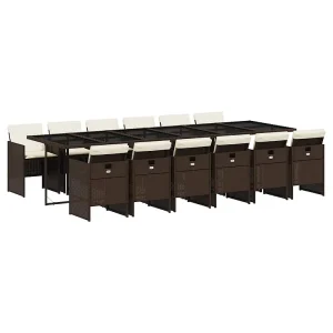 13-delige Tuinset met kussens poly rattan bruin 13-delige Tuinset met kussens poly rattan bruin