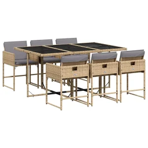 7-delige Tuinset met kussens poly rattan gemengd beige 7-delige Tuinset met kussens poly rattan gemengd beige