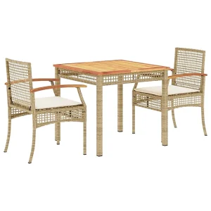 3-delige Tuinset met kussens poly rattan beige 3-delige Tuinset met kussens poly rattan beige