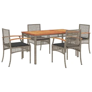 5-delige Tuinset met kussens poly rattan grijs 5-delige Tuinset met kussens poly rattan grijs