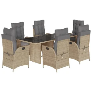 7-delige Tuinset met kussens poly rattan gemengd beige 7-delige Tuinset met kussens poly rattan gemengd beige