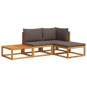 4-delige Loungeset met kussens massief acaciahout 4-delige Loungeset met kussens massief acaciahout