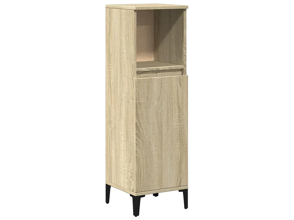Badkamerkast 30x30x100 cm bewerkt hout sonoma eikenkleurig