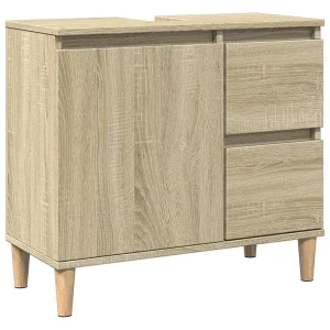 Badkamerkast 65x33x60 cm bewerkt hout sonoma eikenkleurig Badkamerkast 65x33x60 cm bewerkt hout sonoma eikenkleurig