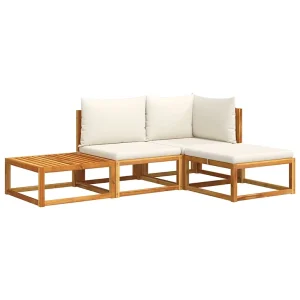 4-delige Loungeset met kussens massief acaciahout 4-delige Loungeset met kussens massief acaciahout