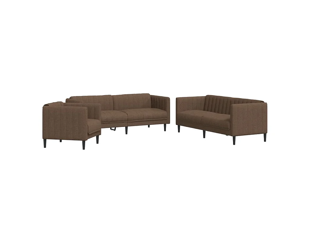 3-delige Loungeset stof bruin