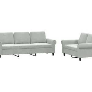 2-delige Loungeset met kussens fluweel lichtgrijs 2-delige Loungeset met kussens fluweel lichtgrijs