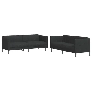 2-delige Loungeset stof zwart 2-delige Loungeset stof zwart