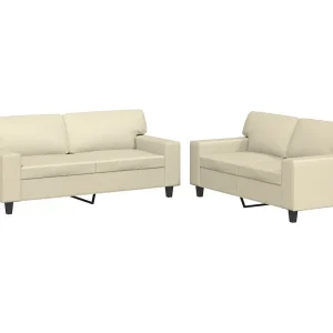 2-delige Loungeset kunstleer crèmekleurig