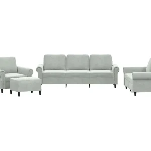 4-delige Loungeset met kussens fluweel lichtgrijs 4-delige Loungeset met kussens fluweel lichtgrijs