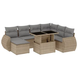 8-delige Loungeset met kussens poly rattan beige 8-delige Loungeset met kussens poly rattan beige