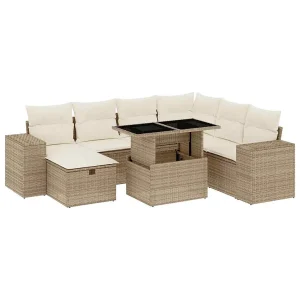 8-delige Loungeset met kussens poly rattan beige 8-delige Loungeset met kussens poly rattan beige