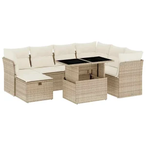 8-delige Loungeset met kussens poly rattan beige 8-delige Loungeset met kussens poly rattan beige