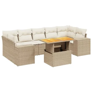 8-delige Loungeset met kussens poly rattan beige 8-delige Loungeset met kussens poly rattan beige
