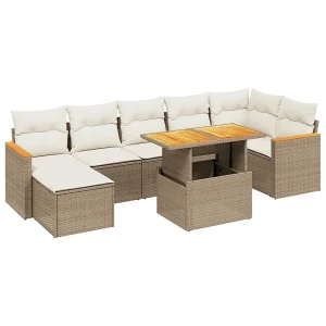 8-delige Loungeset met kussens poly rattan beige 8-delige Loungeset met kussens poly rattan beige