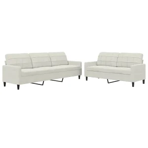 2-delige Loungeset met kussens fluweel crèmekleurig 2-delige Loungeset met kussens fluweel crèmekleurig