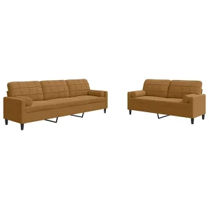 2-delige Loungeset met kussens en bolsters fluweel bruin 2-delige Loungeset met kussens en bolsters fluweel bruin