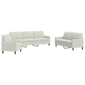 3-delige Loungeset met kussens fluweel crèmekleurig 3-delige Loungeset met kussens fluweel crèmekleurig
