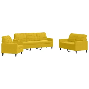 3-delige Loungeset met kussens fluweel geel 3-delige Loungeset met kussens fluweel geel