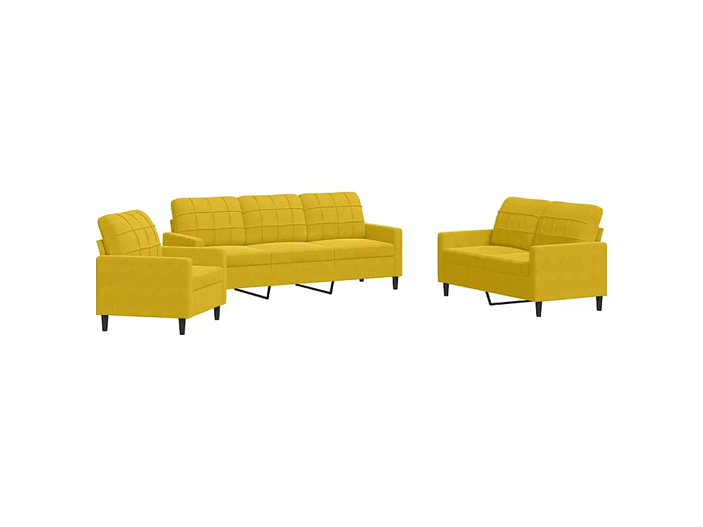 3-delige Loungeset met kussens fluweel geel