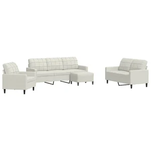 4-delige Loungeset met kussens fluweel crèmekleurig 4-delige Loungeset met kussens fluweel crèmekleurig