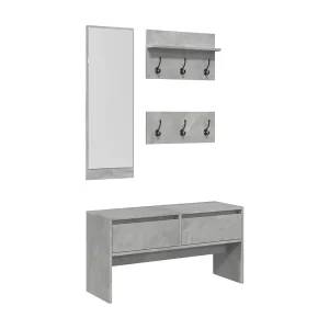 4-delige Garderobe set bewerkt hout betongrijs 4-delige Garderobe set bewerkt hout betongrijs