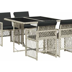 5-delige Tuinset met kussens poly rattan lichtgrijs 5-delige Tuinset met kussens poly rattan lichtgrijs