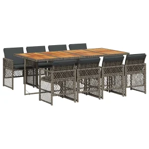 9-delige Tuinset met kussens poly rattan grijs 9-delige Tuinset met kussens poly rattan grijs