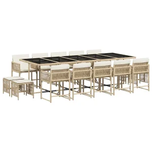 15-delige Tuinset met kussens poly rattan beige 15-delige Tuinset met kussens poly rattan beige