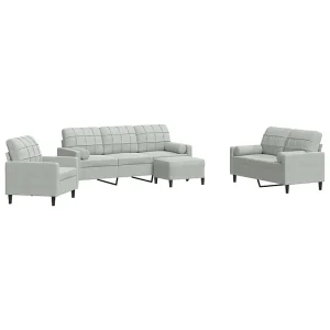 4-delige Loungeset met kussens en bolsters fluweel lichtgrijs 4-delige Loungeset met kussens en bolsters fluweel lichtgrijs