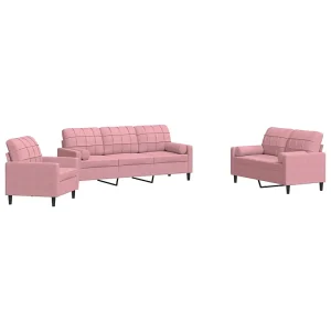 3-delige Loungeset met kussens en bolsters fluweel roze 3-delige Loungeset met kussens en bolsters fluweel roze