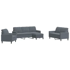 4-delige Loungeset met kussens fluweel donkergrijs 4-delige Loungeset met kussens fluweel donkergrijs